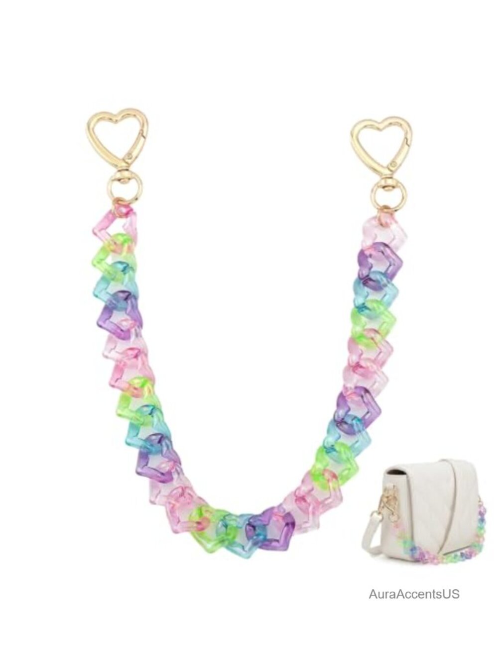 Acrylic Heart Bag Charm Chain Purse Strap Handbag Accessory